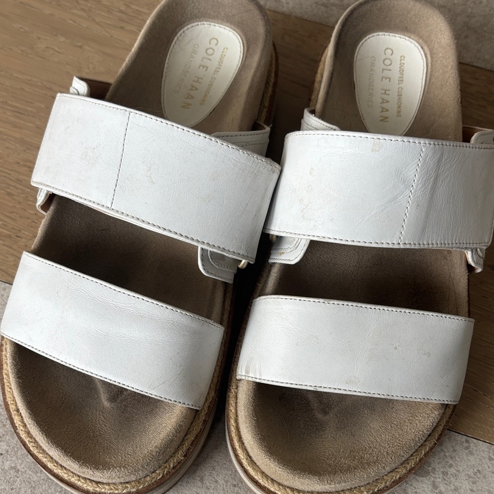 Cole Haan White Slide Sandals